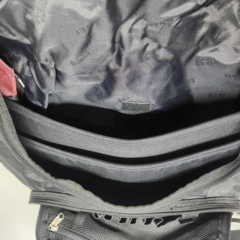 rei musette laptop black red crossbody bag